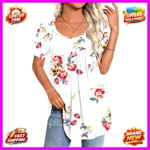 Summer Short Sleeve Tunic Top Loose Fit Comfy Blouse for Leggings